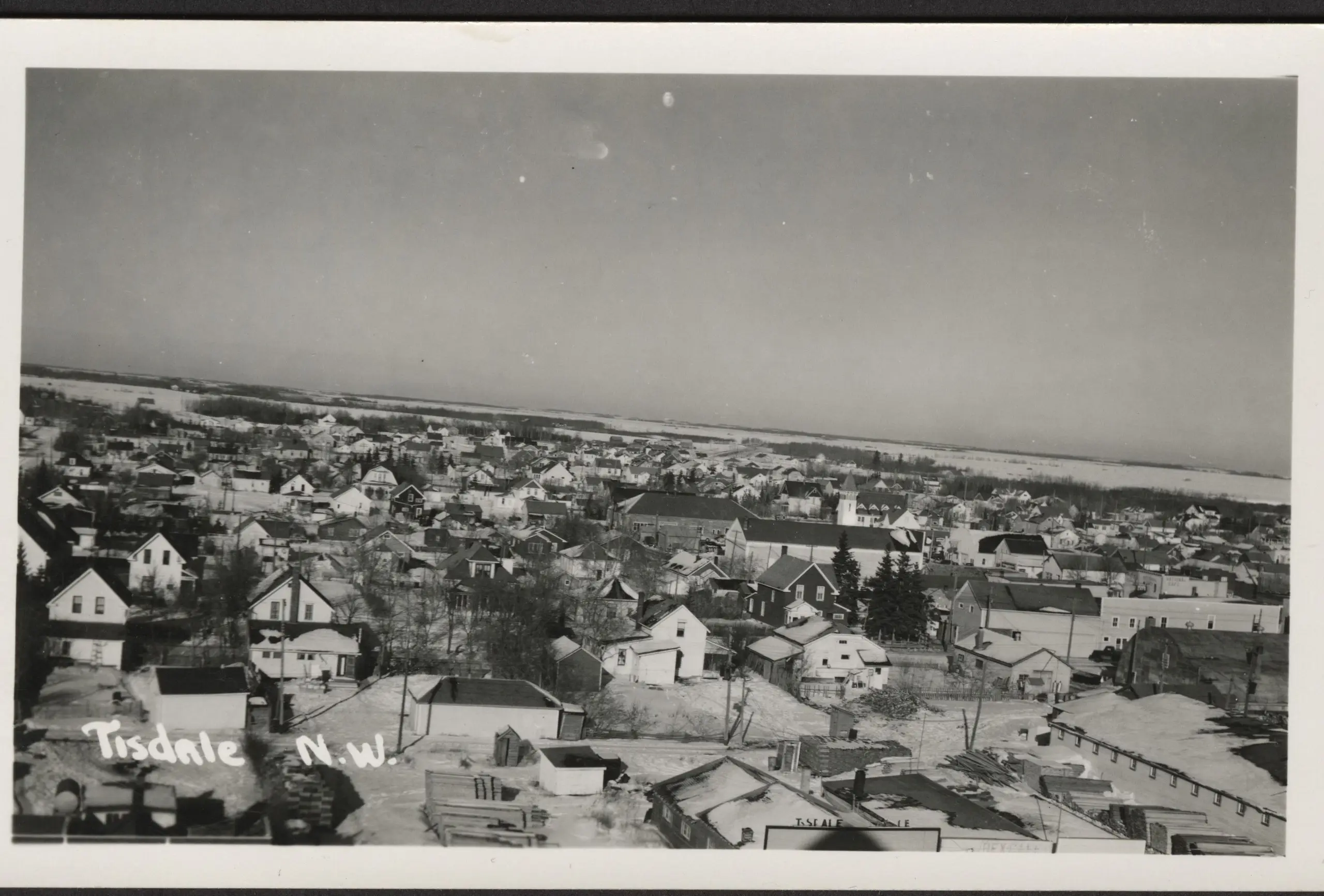 Aerial view of Tisdale in winter